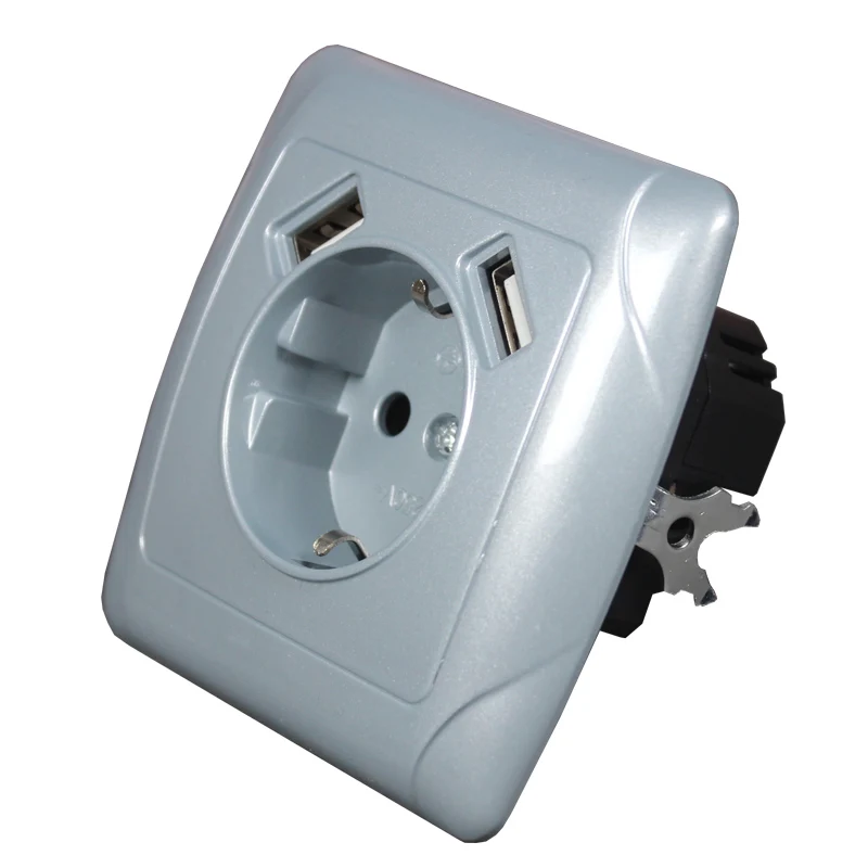 USB настенная розетка для зарядки телефона двойной USB Порты и разъёмы 5V 2A Usb electrique приз usb murale в комплект не входит; цвет серый; A1-01H