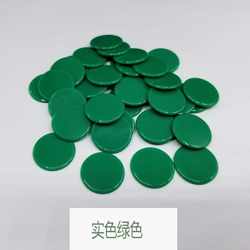 100PCS/Set 4 Colors 19mm Creative Gift Accessories Plastic Poker Chips Casino Bingo Markers Token Fun Family Club Game Toy - Цвет: 100pcs green