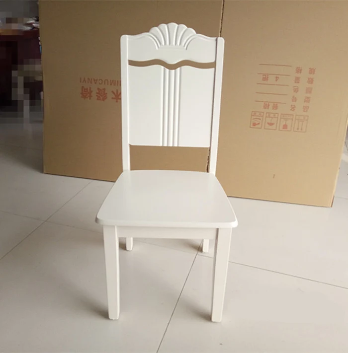 

Solid Wood Dining Chair Modern Minimalist Mediterranean Back White Casual Home Restaurant Dining Table Chair Stool