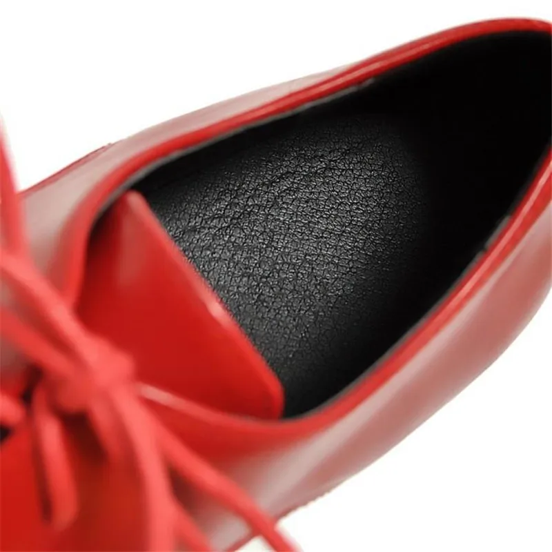 Size 30-50 British Lace Up Casual Student Flat Korean Patent Leather Lady Flat Brogue Shoes Spring Autumn Oxford Shoes For Woman