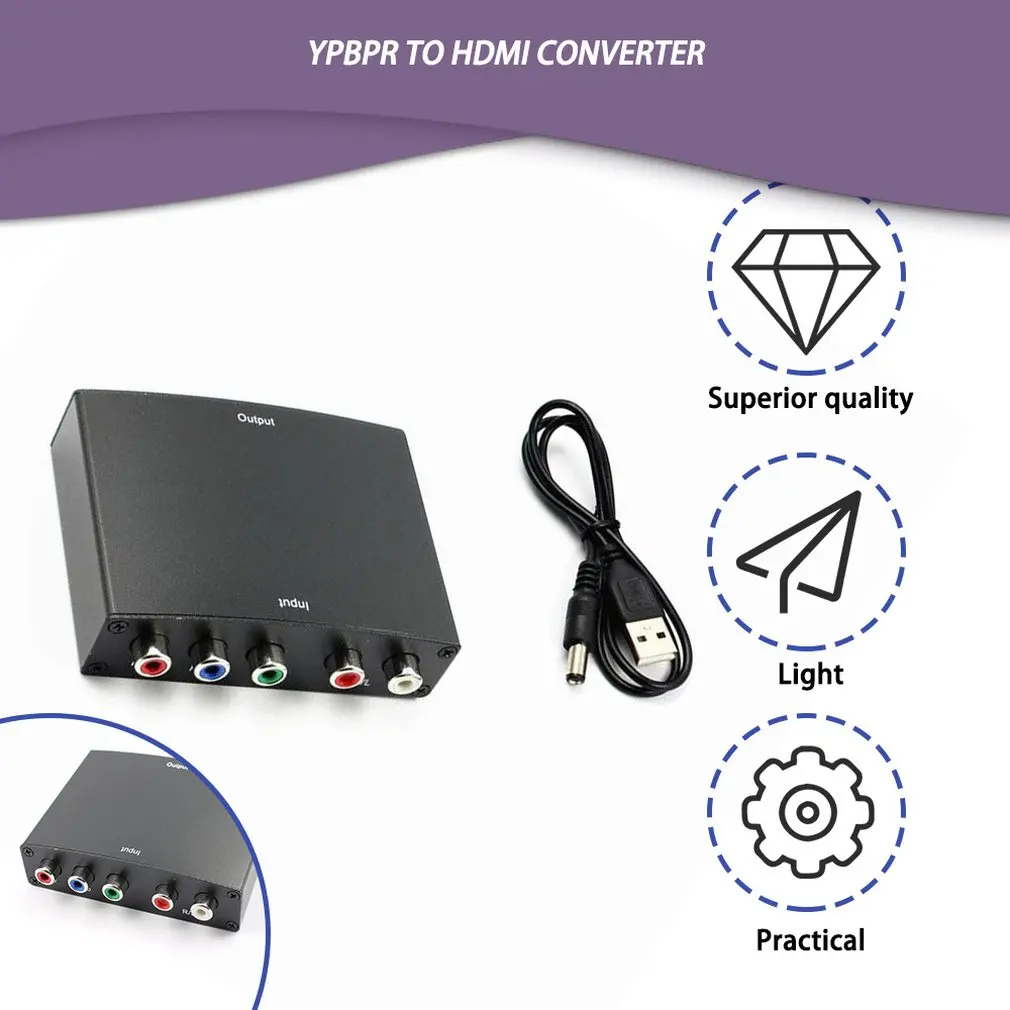 Профессиональный YPBPR к HDMI конвертер легко использовать AV видео аудио HDCP YPbPr/RGB+ R/L аудио к HDMI конвертер адаптер