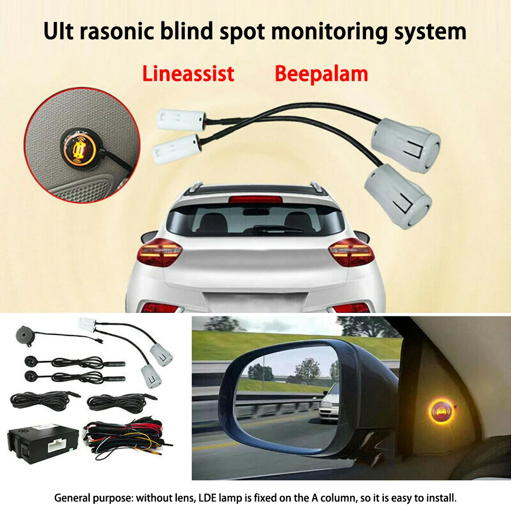 Car Blind Spot Monitoring System Ultrasonic Sensor Distance Assist Lane Changing Tool Blind Spot Mirror Radar Detection System ► Photo 2/6