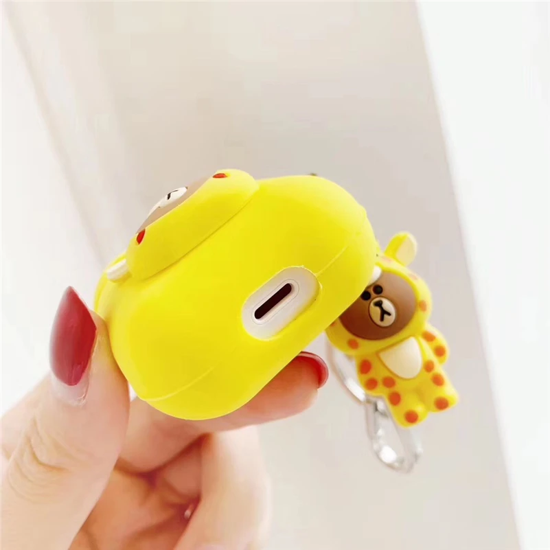 Силиконовый чехол для AirPods с милым корейским рисунком, чехол для наушников s для Apple Airpods 1 2, забавная Защитная крышка с брелком, аксессуары