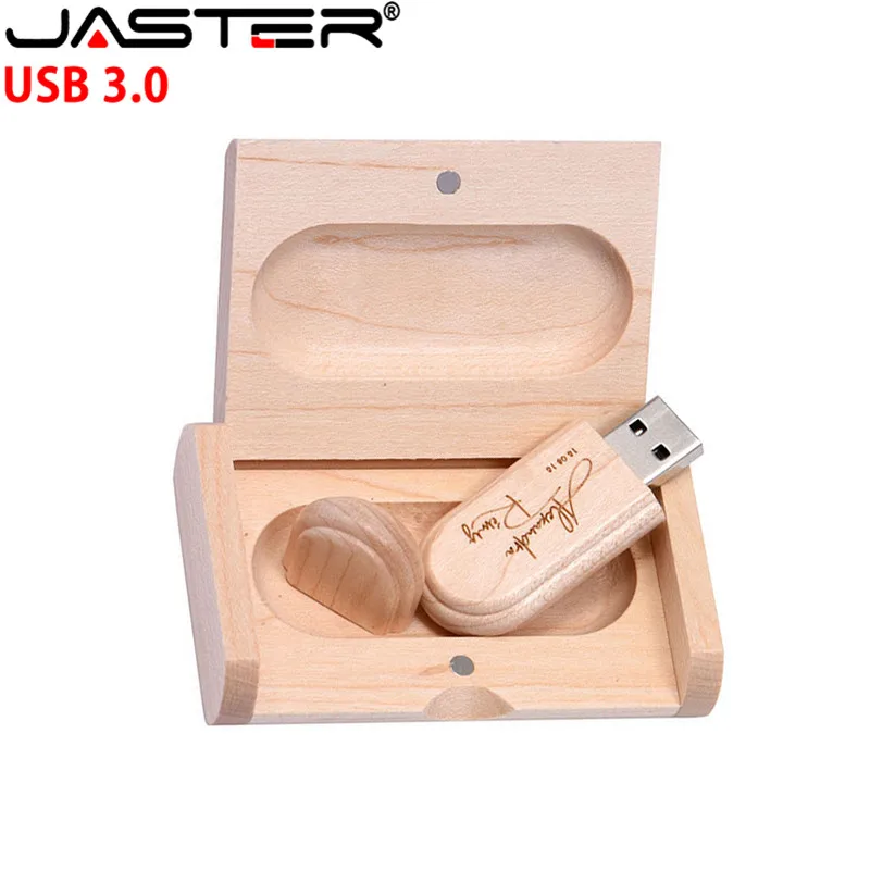 USB флеш накопитель JASTER деревянный с лазерной гравировкой и коробкой 4/16/32/64 ГБ|USB
