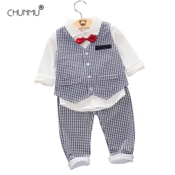

Autumn Baby Gentleman Tracksuit Children Boys Cotton Vest T-shirt Pants 3Pcs/Sets Kids Long Sleeve Sport Suit Infant Clothing
