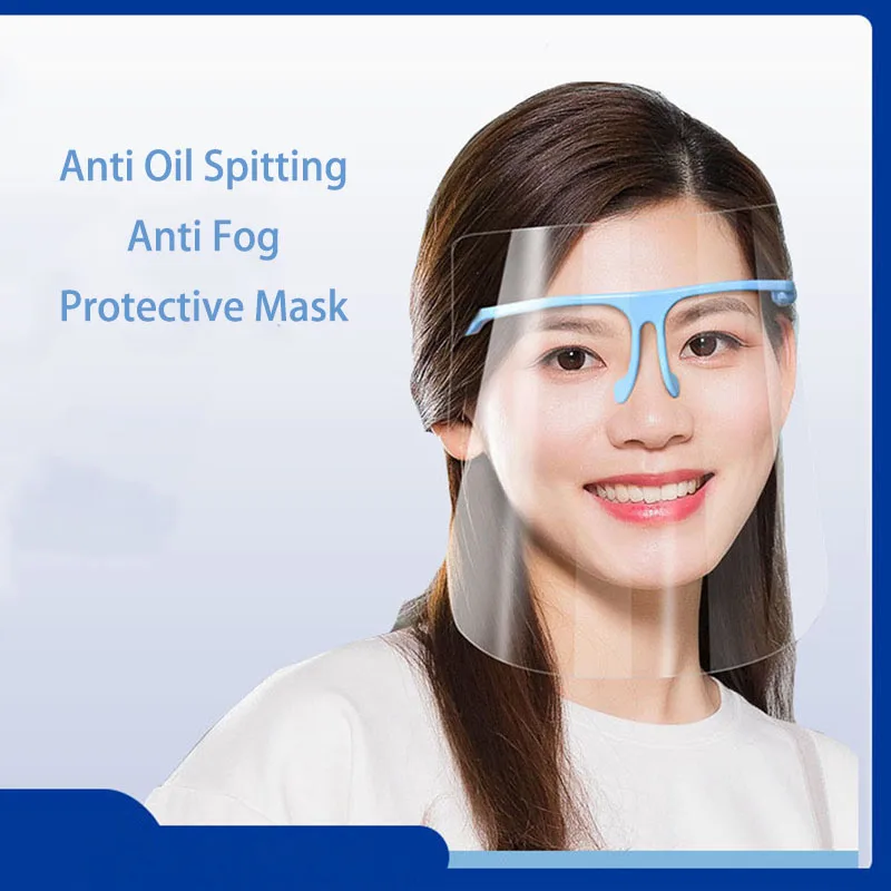 

5PCS Plastic Full Face Shield Cover Anti Oil Spitting Protective Isolation Mask PET Tranparent Dustproof Facial Protection Visor
