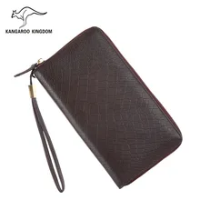 

KANGAROO KINGDOM fashion brand men wallets genuine leather large capacity men zipper long clutch purse credit card holder wallet