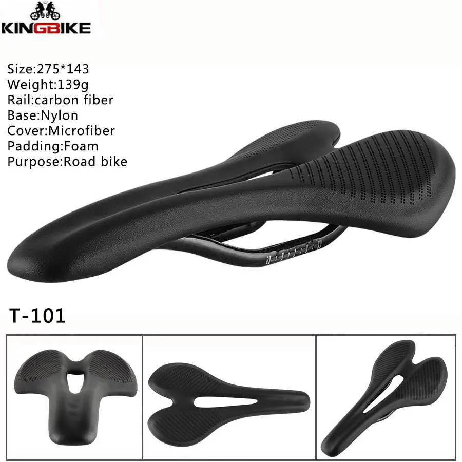 T-101-Black KINGBIKE Сверхлегкий велосипед седло горный велосипед углеродное седло Велосипедное Сиденье PU горная углеродистая сталь седла mtb дорожный велосипед часть седло - Цвет: T-101-Black