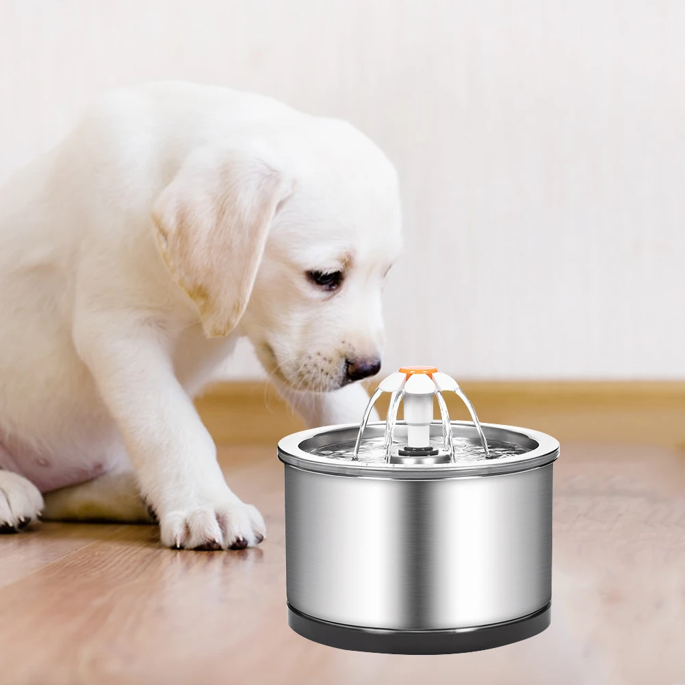Puppy Electric Ultra Mute Filter Feeder Drinking Bowl Pet Water Fountain Dispenser Dog Cat USB Automatic Stainless Steel Waterer