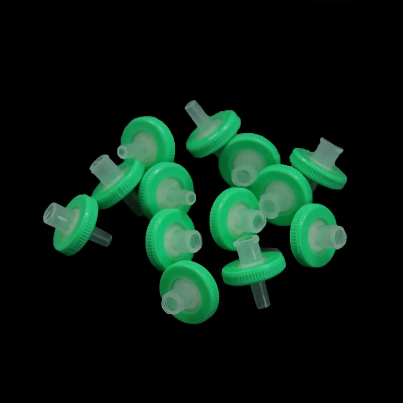 IKEME 100 Pcs 13mm 0.22um Green Nylon Syringe Filters Organic Lab Syringe Filter