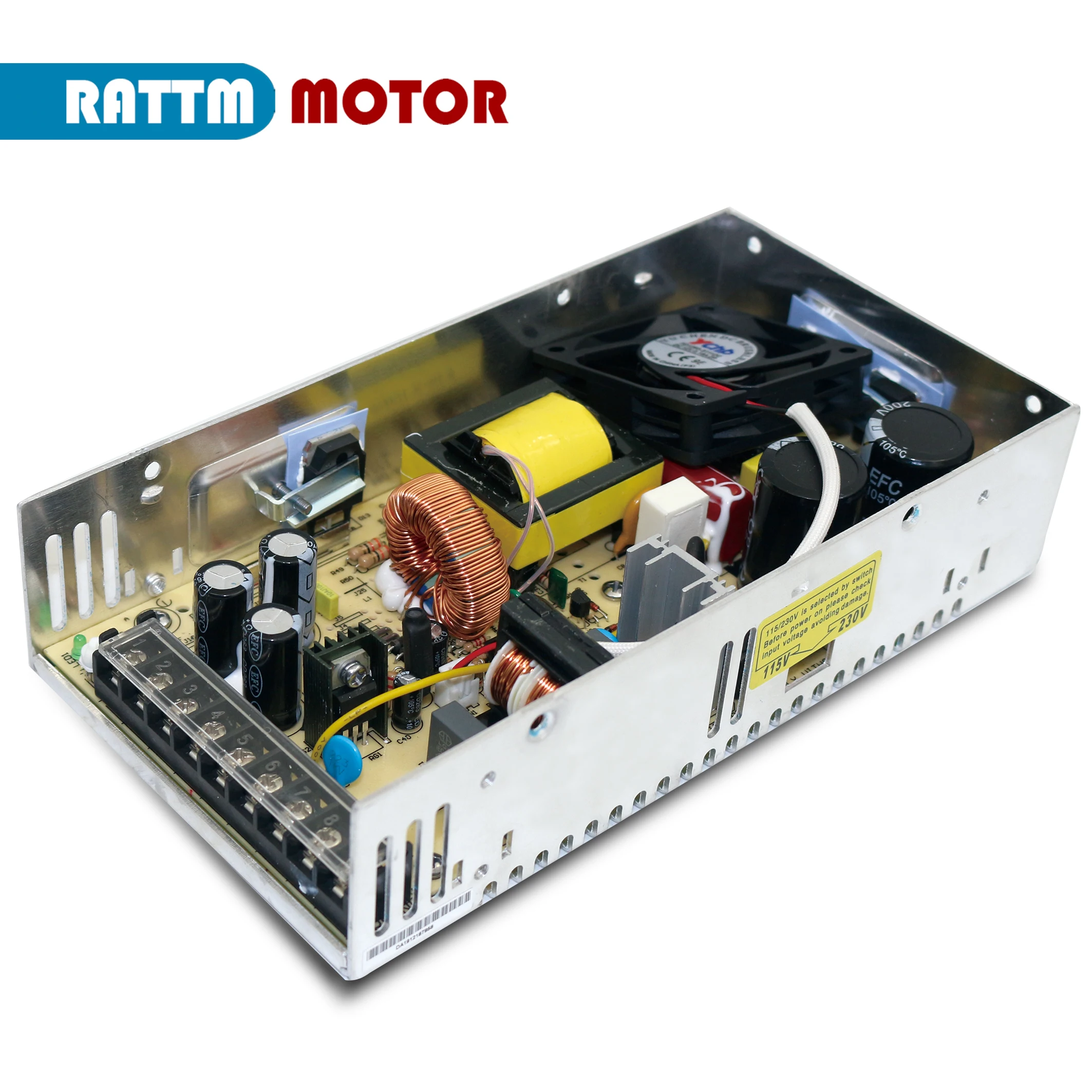 CPOWACE DC 70 V 5,7 A Alimentatore di rete 400 W Trasformatore per uso continuo telecamera di sorveglianza singola uscita per fresatrice CNC interruttore 220 V