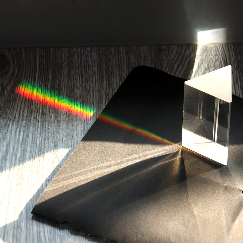 50*30*30mm Rainbow Optical Glass Triple Triangular Prism Physics Teaching 1pc 