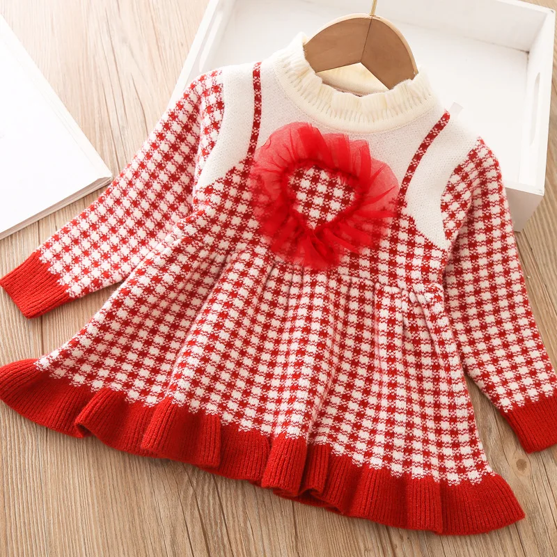 Children Dress 2021 Autumn Winter Tops Infant Baby Warm Cloths Dress