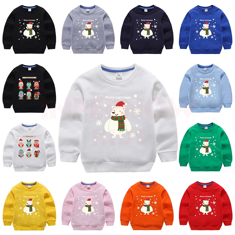 INPEPNOW Christmas Children's Sweatshirt for Girls Sweat Shirt Cotton Child Sweatshirt for Boys Baby Kids Hoodies Teens Clothes