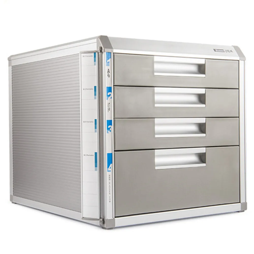 File cabinets HUXIUPING Aluminum Alloy 5 Layer Data Cabinet Desktop Drawer With Lock Cabinet 