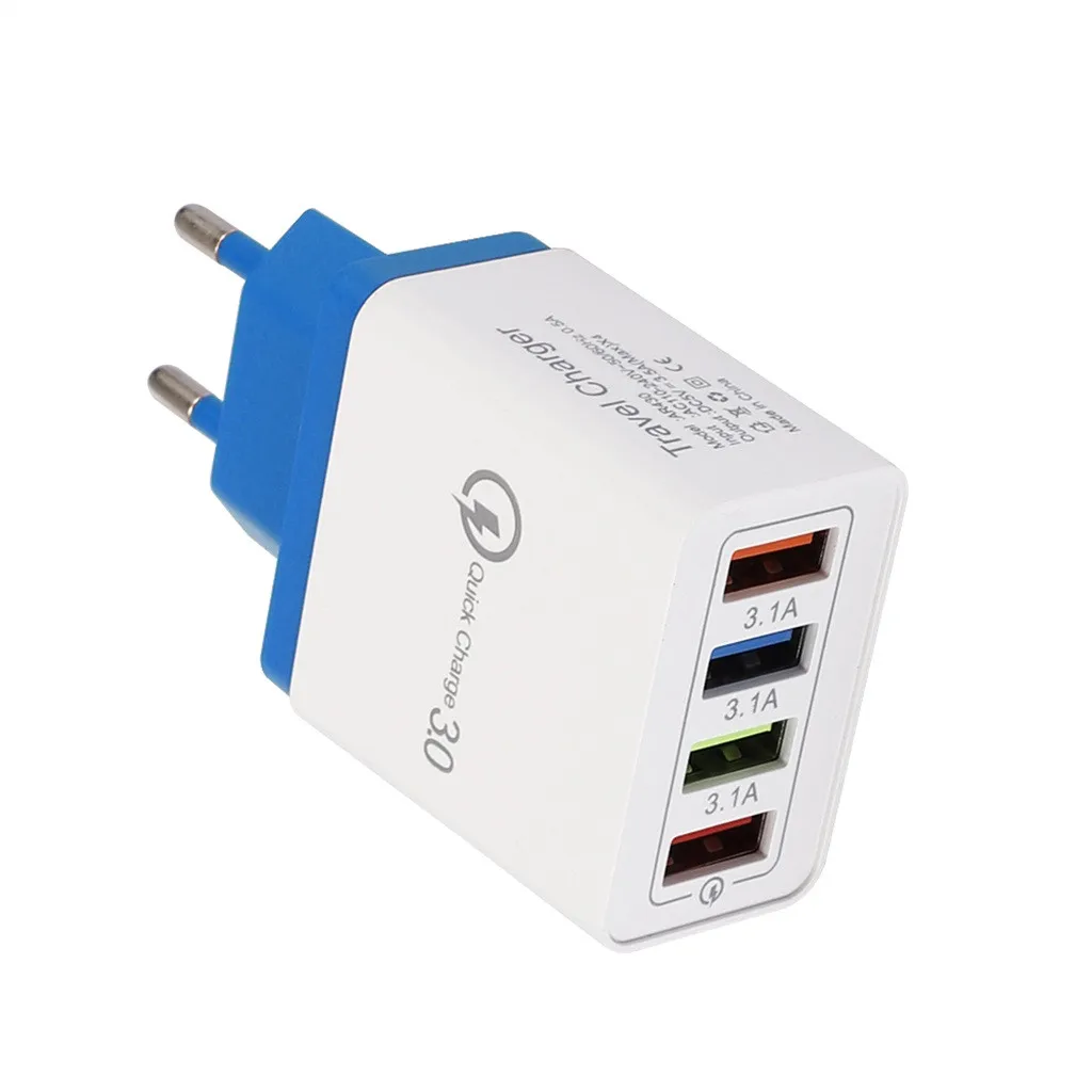 

4-port fast charging QC 3.0 USB hub high standard PC fireproof material wall charger 3.5A power adapter EU plug #10