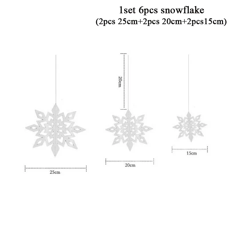 Рождественские украшения для дома, гирлянда со снежинками, рождественские украшения для рождественской елки, Висячие оконные украшения, зимние Вечерние - Цвет: 1set 6pcs Sliver