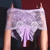 New Sexy  Lace gay Shorts Opened Penis Sleeve Breathable Underwear Men Briefs Large Size Open Crotch Oily Penis Pouch Panties 5