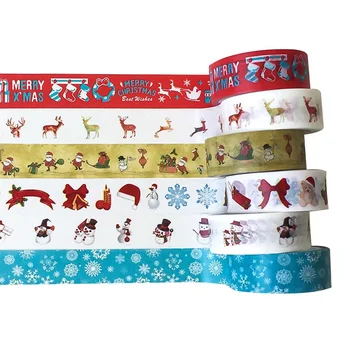 

1PC Decorative Christmas Washi Tape Set Rice Paper DIY Scrapbooking Adhesive Tape 1.5cm*5m Masking Tape School Office Supply