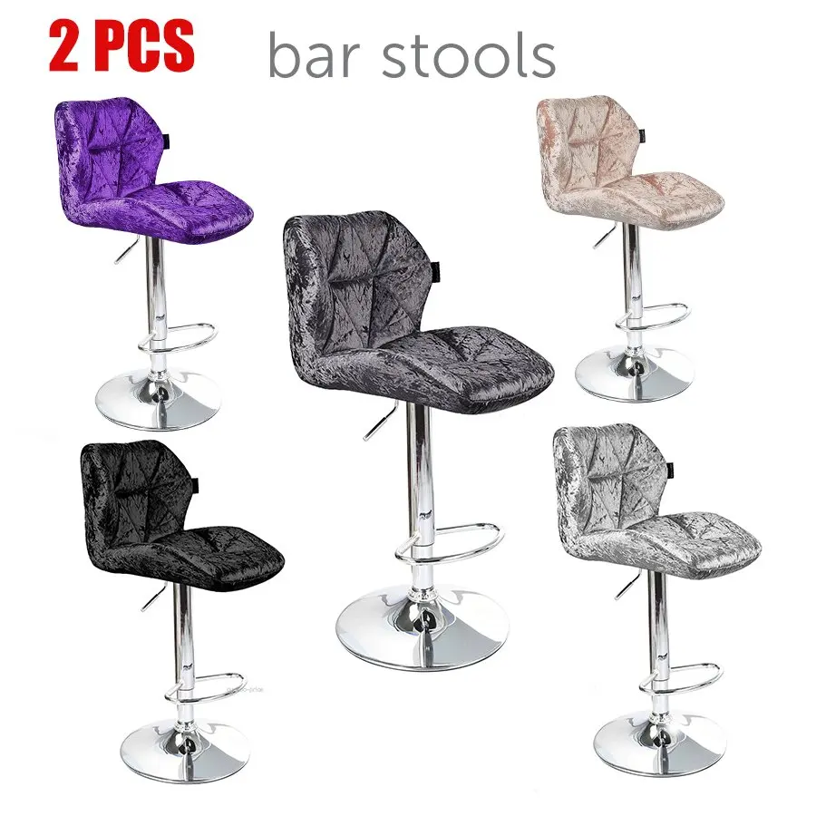 

Furgle 2Pcs Set Bar Stools Velvet Fabric Adjustable Counter Dining Chair Swivel Kitchen for Home