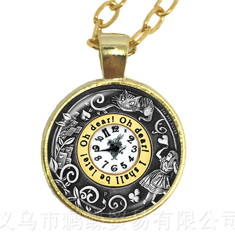 Ожерелье Алиса в стране чудес художественные украшения кулон со стеклянным