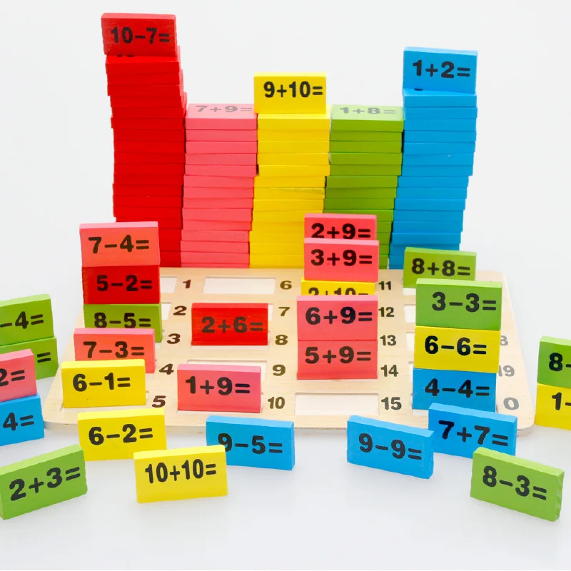 

MWZ CHILDREN'S Toy with Numbers Computing Preschool Mathematics Domino Wooden Building Blocks Early Childhood Educational Toy