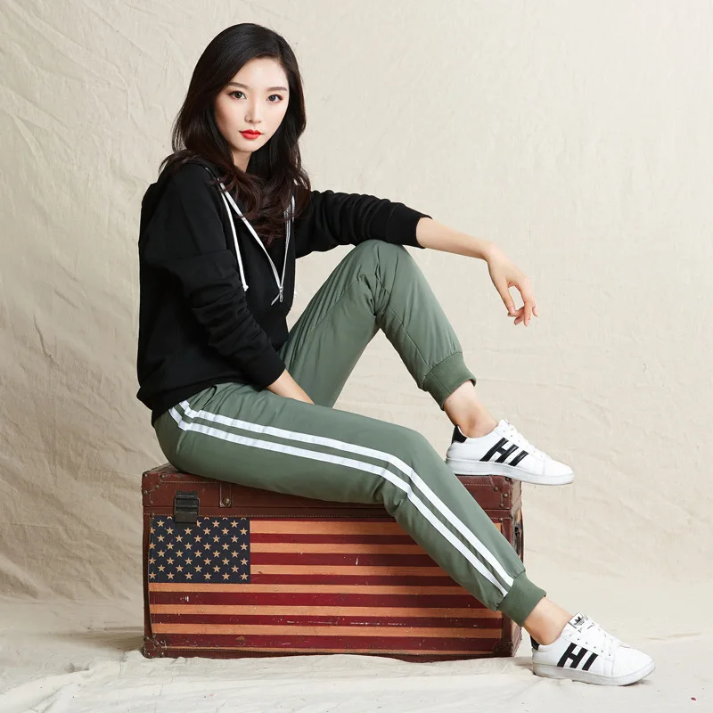 YNZZU army green новые зимние брюки на утином пуху женские с высокой талией на шнуровке повседневные теплые женские брюки больших размеров женские брюки AB243