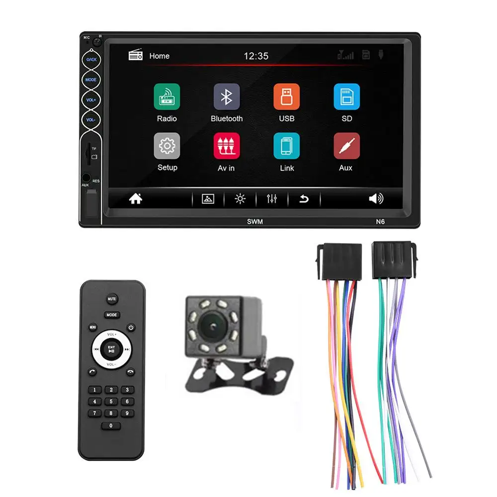 

Car Multimedia Android IOS Mirrorlink Car Radio MP5 Player auto Stereo FM Bluetooth Aux wheel control back camera USB No GPS