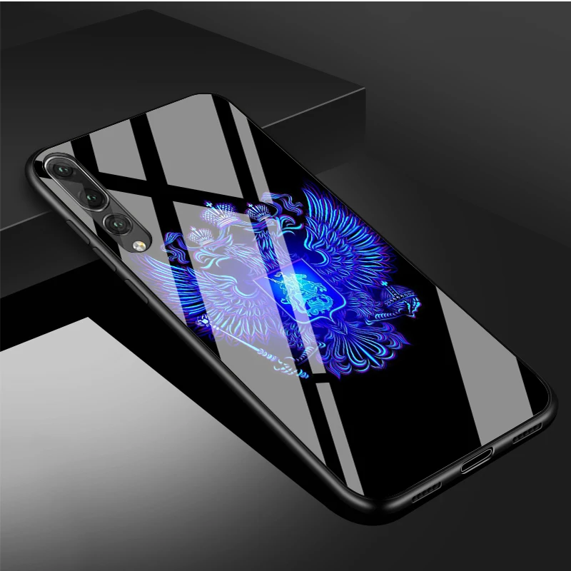 Russia Russian Flags Emblem DIY Luxury Tempered Glass Phone Case For Huawei P20 P30 P40 Lite PRO Mate 20 30 Lite Pro Cover