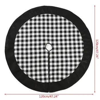 

Christmas Tree Skirt Decor Black White Plaid Base Floor Mat Cover Merry Xmas Decoration Scene Layout Supplies