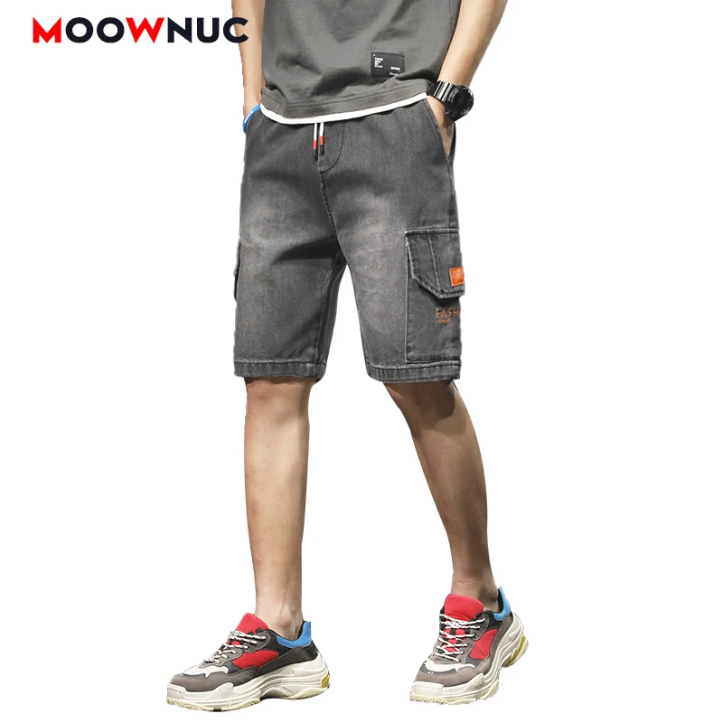 

Jeans For Men 2020 Summer Sweatpants Streetwear Hip Hop Denim Knee length Trousers Casual Pants Male Solid Fit Designer Straight
