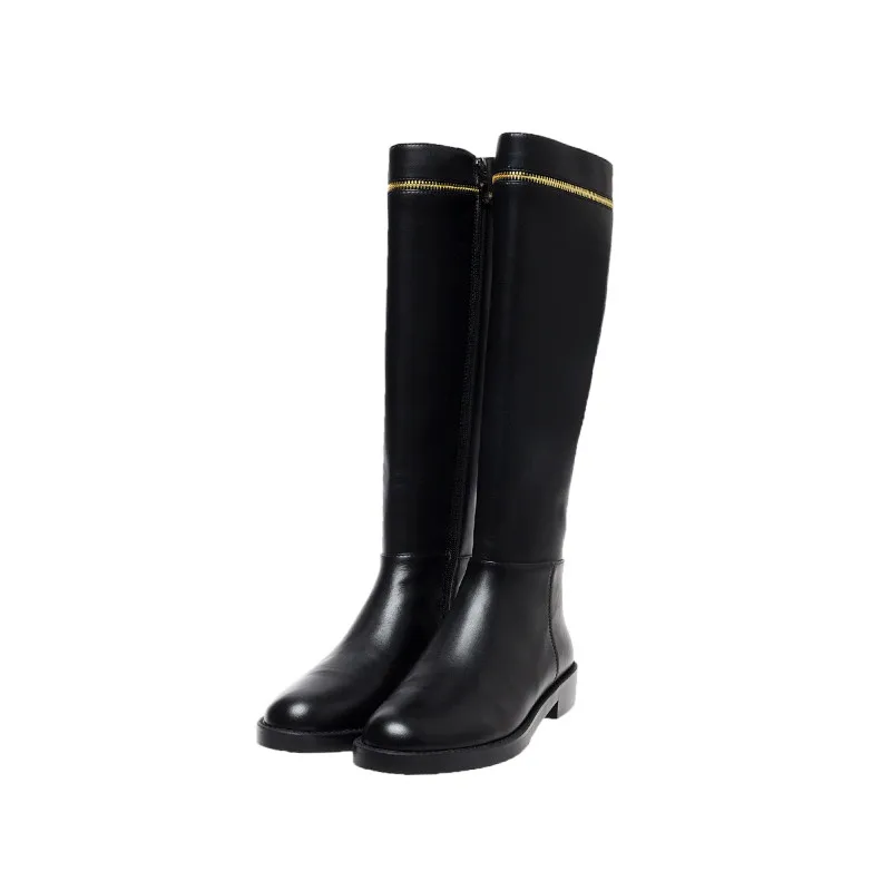 FEDONAS качественные женские сапоги до колена из натуральной кожи; обувь для вечеринок на высоком каблуке с боковой молнией; женские зимние теплые высокие сапоги - Цвет: Черный