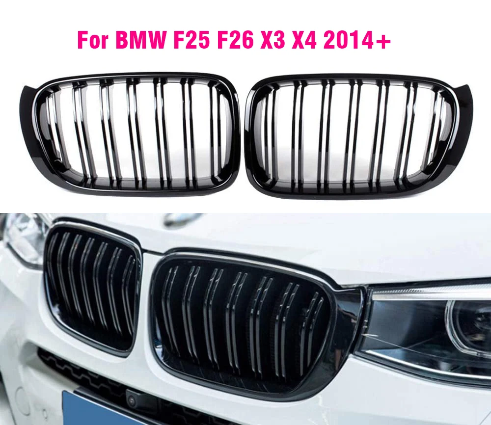 Глянцевая черная решетка для радиатора из АБС совместимая с BMW X3 F25 X4 F26 2014 + |