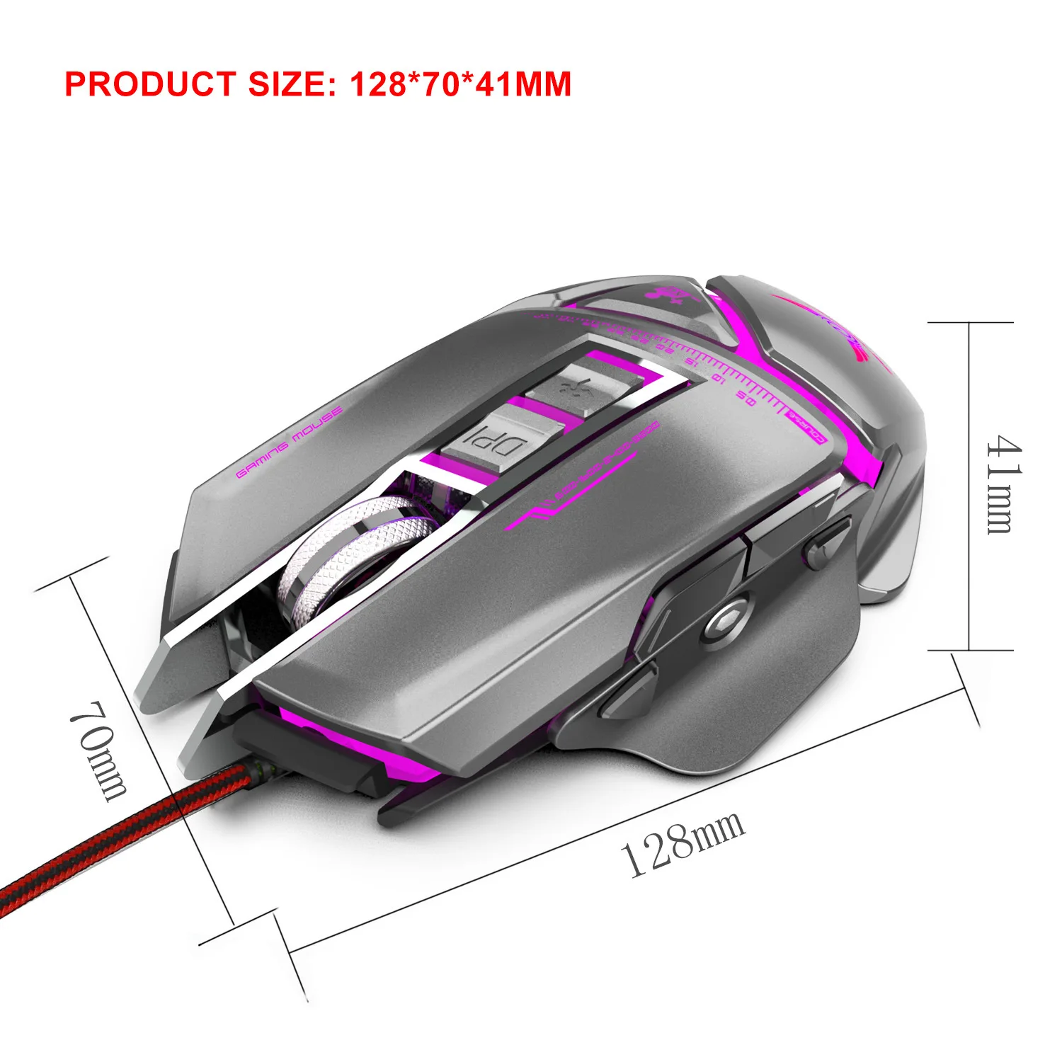  Wired Gaming Mouse 3200DPI Adjustable Detachable macro definition Professional-Grade Gamer Mice RGB