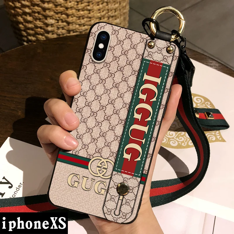 wrist strap Khaki Роскошный мессенджер ремень с ремешком силикагель для iPhone 11 por Max полный край мягкий X XS кронштейн для huaweip20/P30 - Цвет: wrist strap Khaki