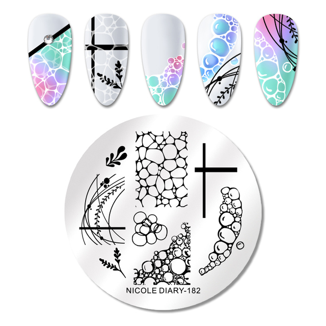 DIARY Flower Leaf Nail Stamping Plates Cute Abstract Face Lines Stamp Template Nail Art Image Printing Stencil Tools
