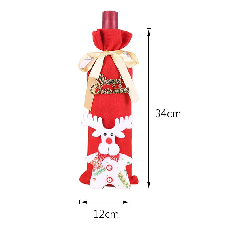 N 34x12cm Santa Claus Wine Bottle Cover Merry Christmas Decorations Christmas Ornament Navidad Natal Gift New Year for Home - Цвет: N 34x12cm
