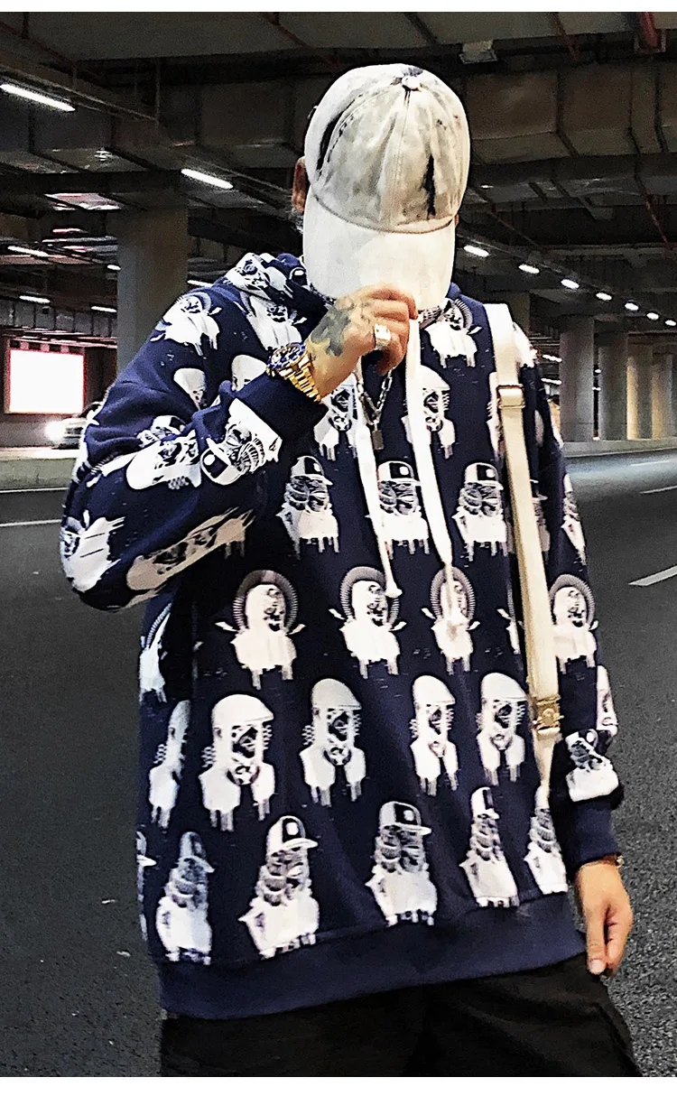 Aolamegs толстовки для мужчин хип-хоп принт Мужской пуловер Harajuku Drawstring толстовка с капюшоном для влюбленных Повседневная универсальная уличная осенняя одежда