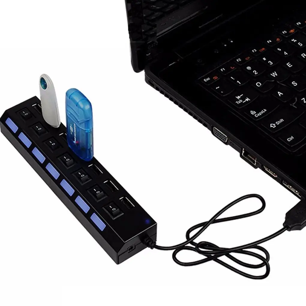 Высокоскоростной 4/7 порт USB концентратор питания вкл/выкл расширитель компьютер, ноутбук, лептоп несколько конвертер адаптер сплиттер