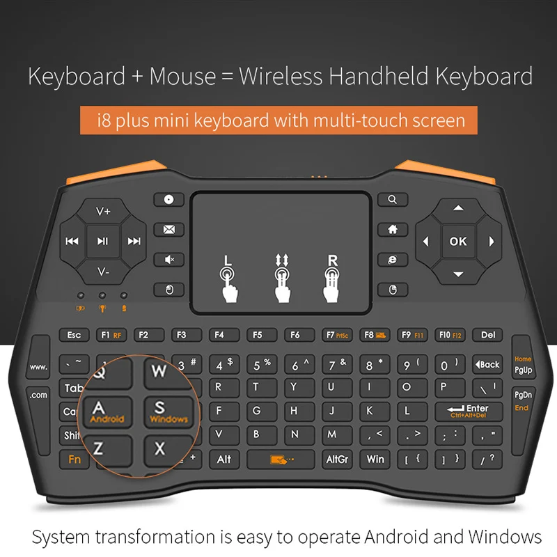 

2.4GHz Wireless Keyboard Mini Air Mouse with Highly Sensitive Touchpad For Laptop PC Keyboard Backlit Mouse Remote Control
