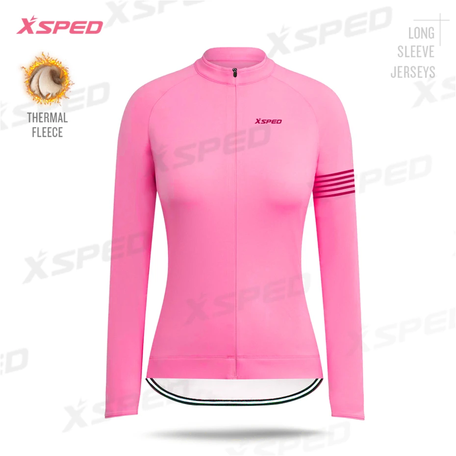 Cycling Jerseys Женская зимняя велосипедная одежда Raphaing Lady, комплект из Джерси с длинным рукавом, стильная простота, женская куртка для шоссейного велосипеда, комплект из теплого флиса - Цвет: Cycling Jerseys