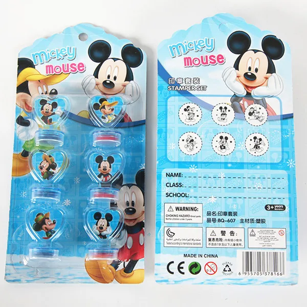 12pc/Lot Disney Princess Rings Acrylic Crystal Minnie Mouse Party Favors Frozen Kids Finger Rings Seal Stamper Kids DIY Gifts 1pc seal Mick