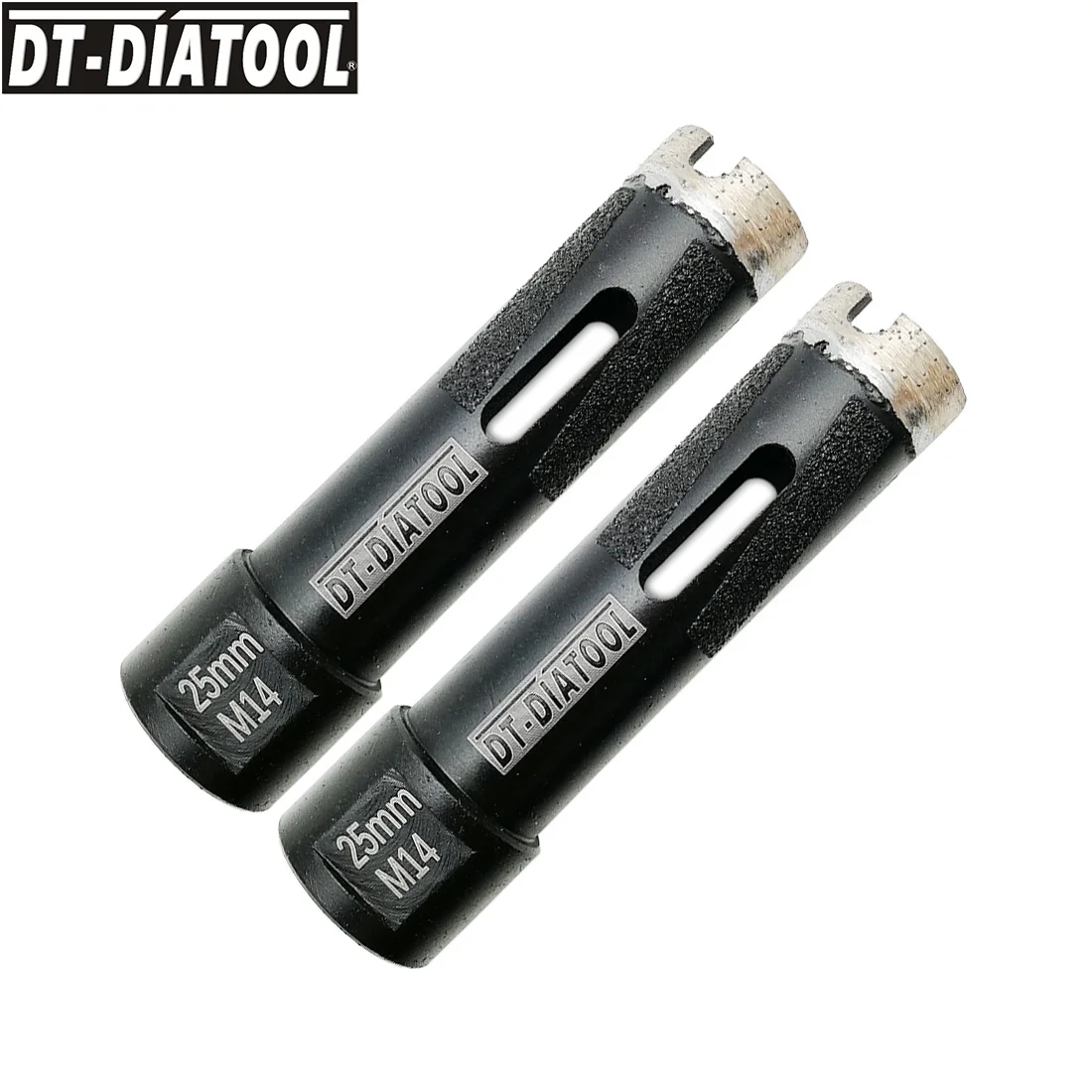 

DT_DIATOOL 2pcs/set Laser Welded Dia 25mm Diamond Dry Crowns Drilling Core Bits M14 Thread Hole Saw for Hard Stone Countertops