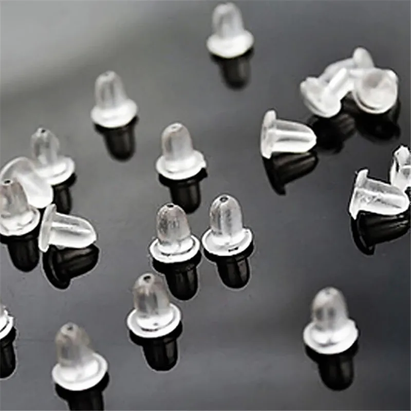 

100pcs Fashion Soft Clear Stud Plastic Back Stoppers Plug Rubber Antiallergic Silicon Safety Stud Earrings Stoppers