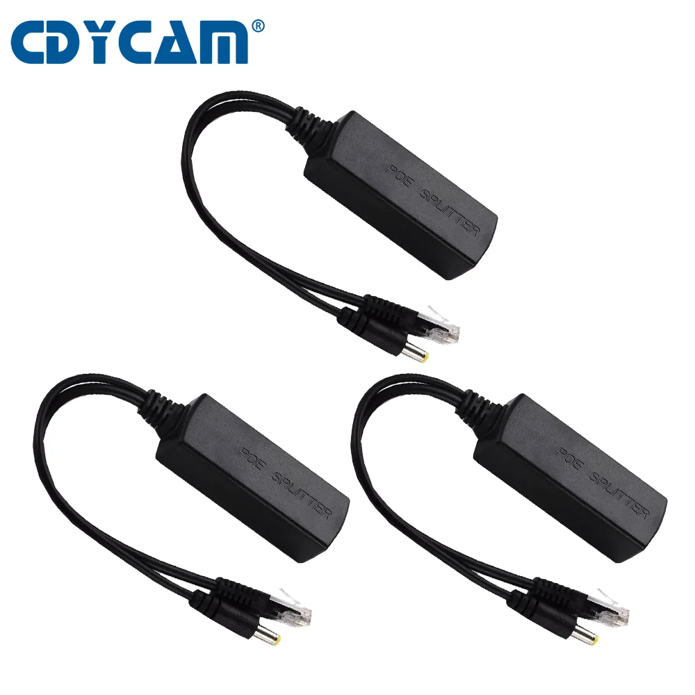Cdycam-Divisor PoE de potencia sobre Ethernet, módulo de fuente de alimentación para cámara no PoE, 48V a 12V, tipo estándar IEEE802.3af, 15W, 3 uds./1 bolsa