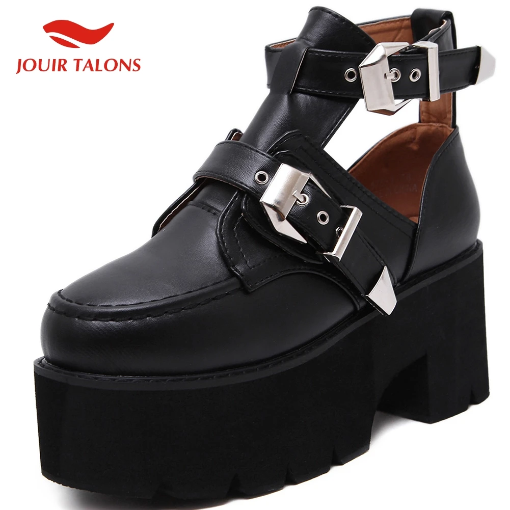 

On Sale 2019 Fashion Booties Black Shoes Woman Boots Female Platform Chunky Heels Summer Boots Women Shoes Women