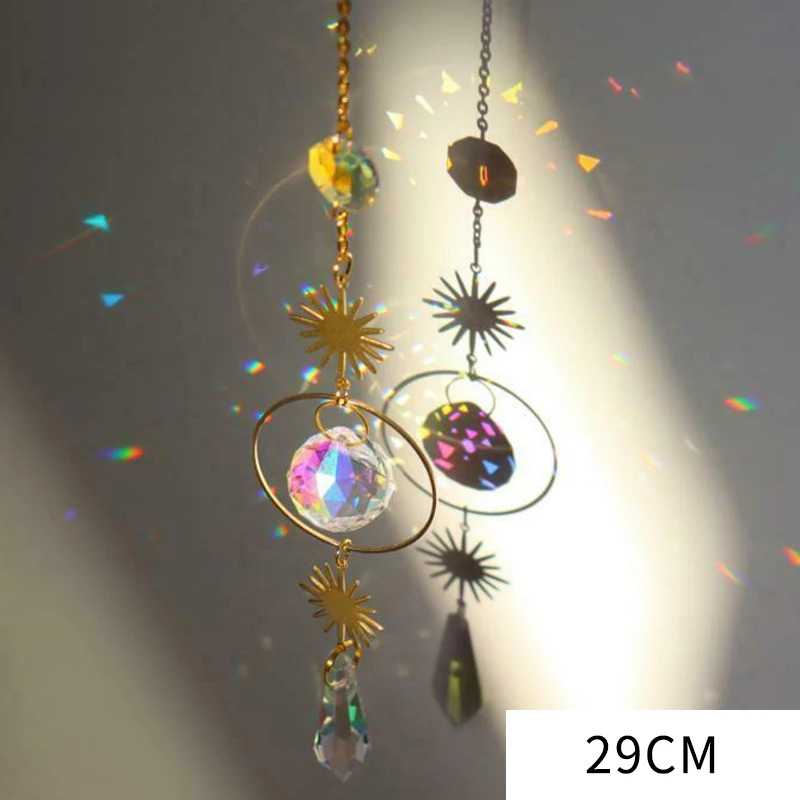 Moon & Star Wind Chime Crystal Pendant Hanging Ornaments Home Party Decor DIY 