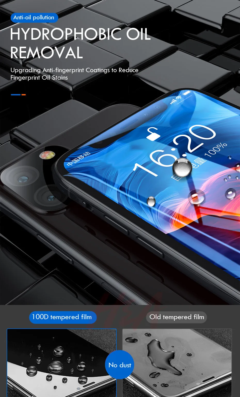 100D закаленное стекло с закругленными краями для iPhone 8, 7, 6, 6s Plus, Защита экрана для iPhone 11 Pro, X, XR, XS Max, защитное стекло