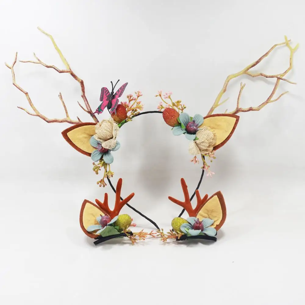 LED Reindeer Antlers Headband Christmas Deer Ear Flower Illuminate Crown Hair Clip Party Hairband Wedding Jewelry Gift