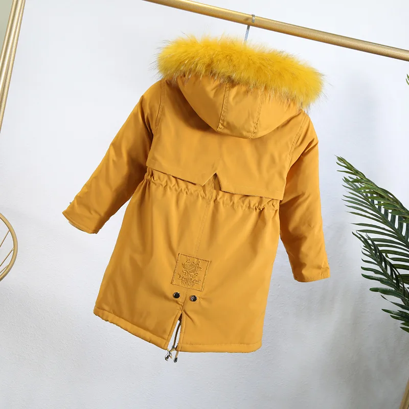 new down jacket girls hooded real fur collar long white duck down jacket tide winter explosion models